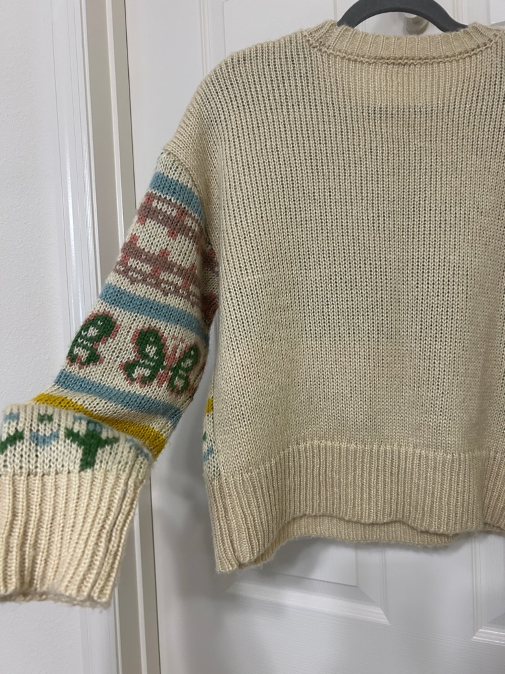 Floral Long Sleeve Sweater Tan Pink Blue Gold Green Medium-Thickness sz Medium - Picture 12 of 14